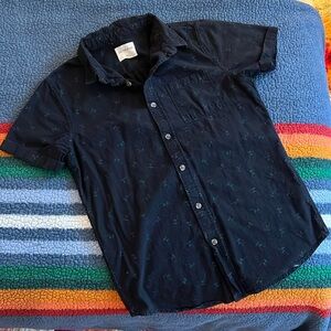 Rose Print Short Sleeve Button-up Shirt